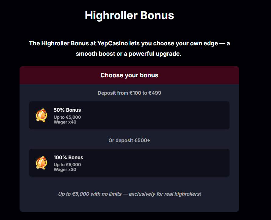 highroller bonus-yepcasino